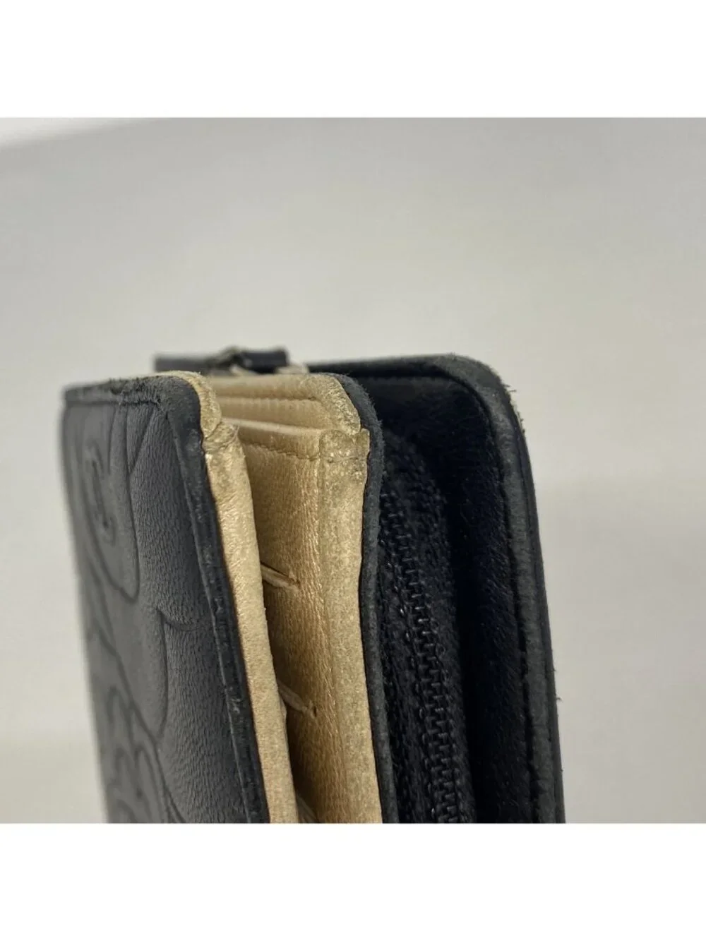 Chanel Wallet Camellia Lambskin Black Gold
